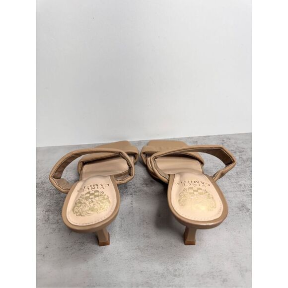 Vince Camuto Sandals Size 6 Brown Leather Double Strap Slide on Heels - Picture 5 of 9
